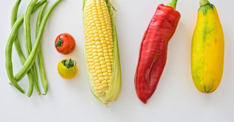Organic Foods - Five Assorted Vegetables on White Surface